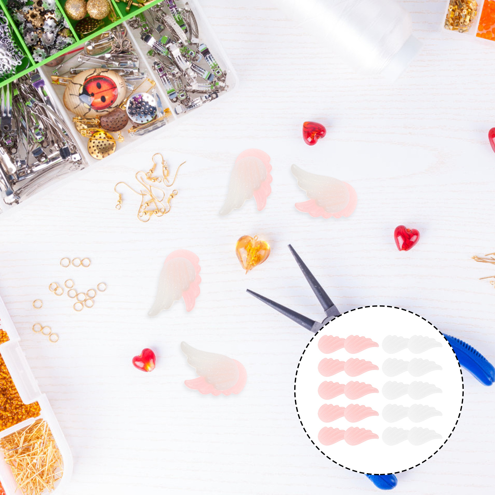 20Pcs Delicate Angel Wing Orna - Resin Craft Supplies reseña y precio
