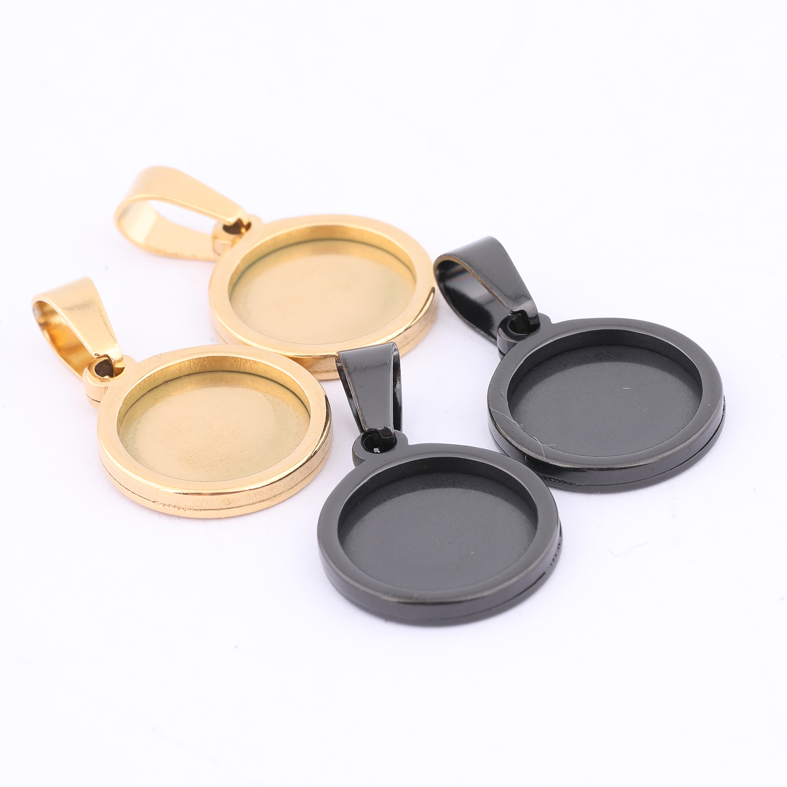 10pcs Gold Plated Black 12mm R - Bezels Set Pendant reseña y precio