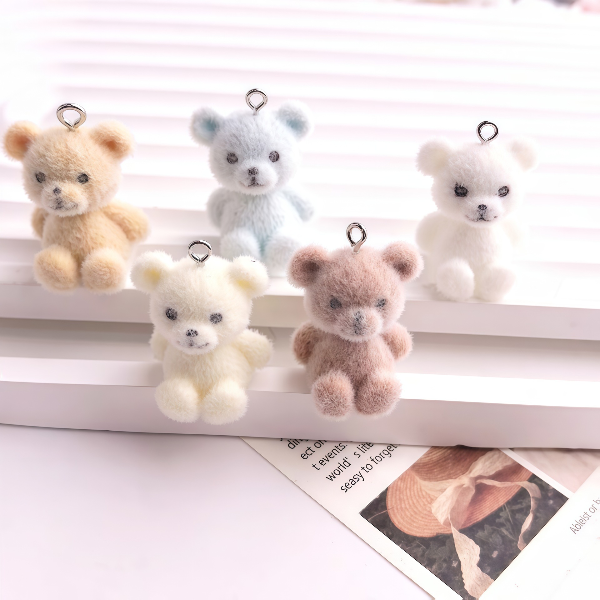 5pcs 3D Flocked Bear Resin Cha - Resin Craft Projects reseña y precio