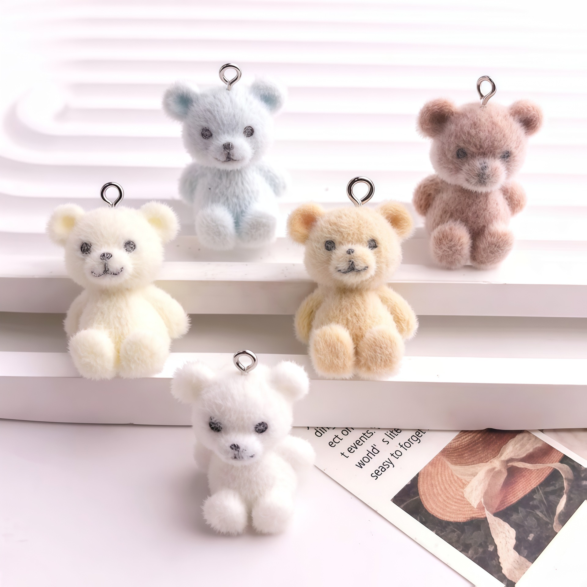 5pcs 3D Flocked Bear Resin Cha - Resin Craft Projects reseña y precio