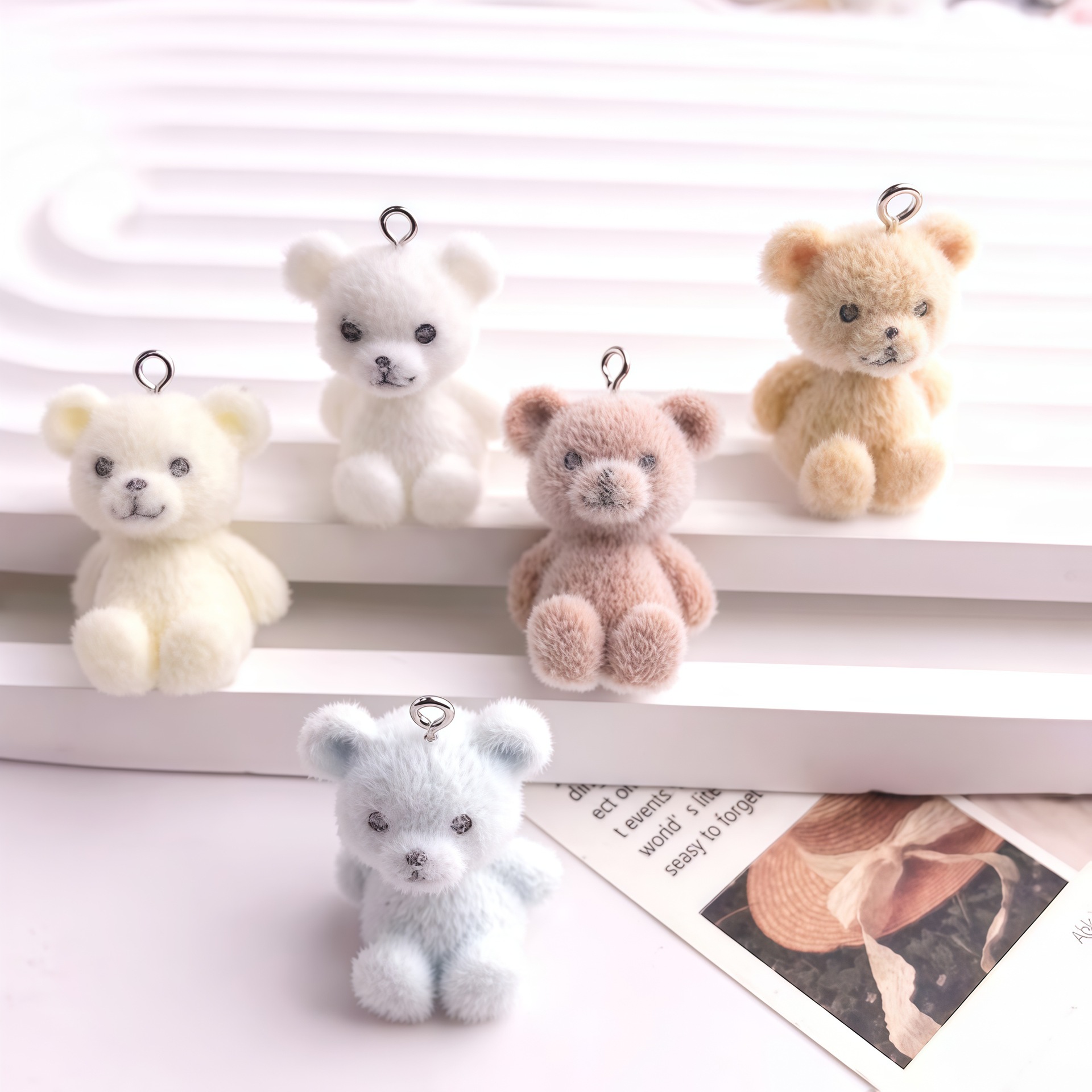 5pcs 3D Flocked Bear Resin Cha - Resin Craft Projects reseña y precio