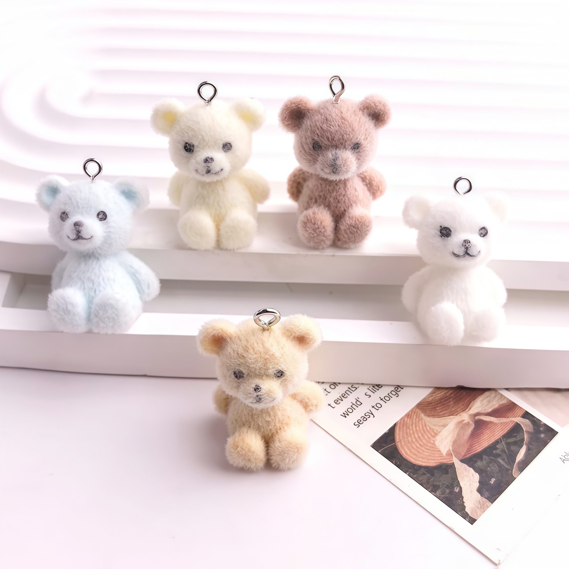 5pcs 3D Flocked Bear Resin Cha - Resin Craft Projects reseña y precio