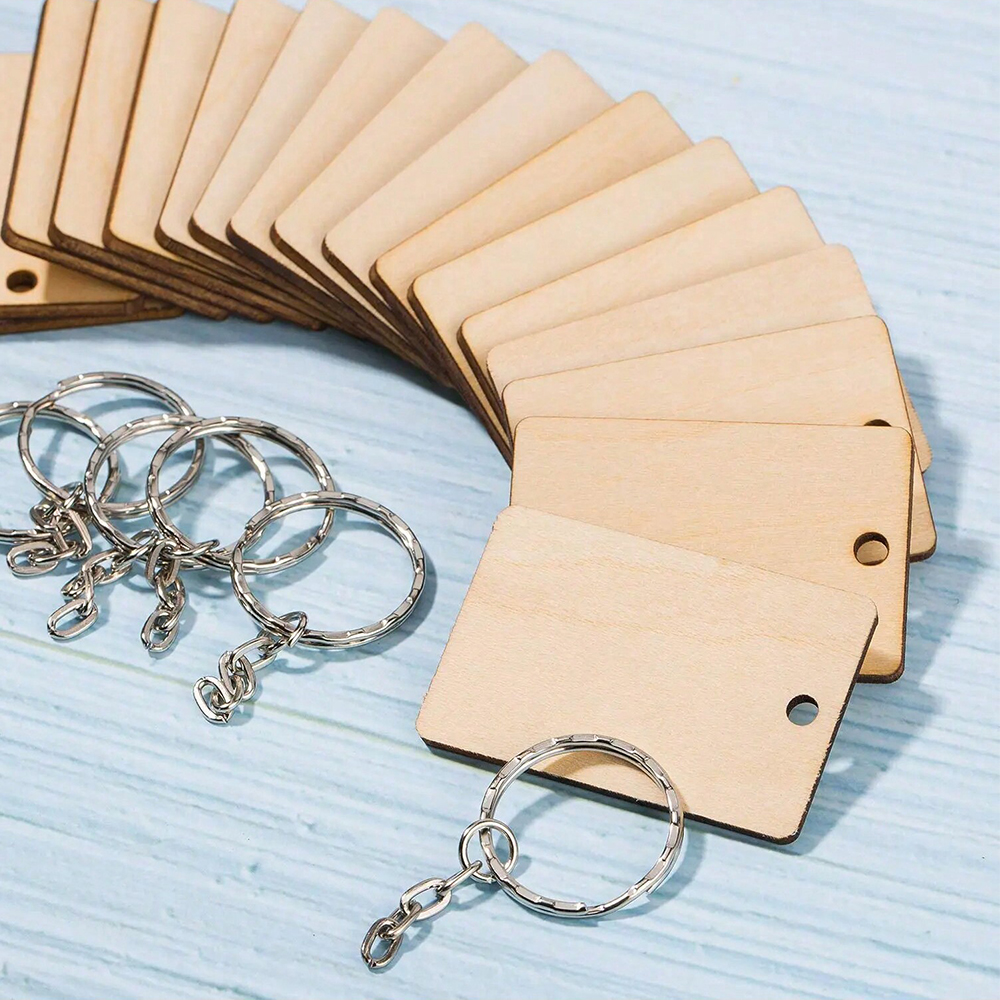 60pcs Blank Wooden Key Chains  - Wood Ring Blank reseña y precio