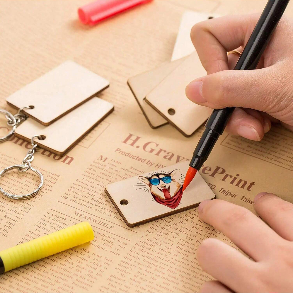 60pcs Blank Wooden Key Chains  - Wood Ring Blank reseña y precio