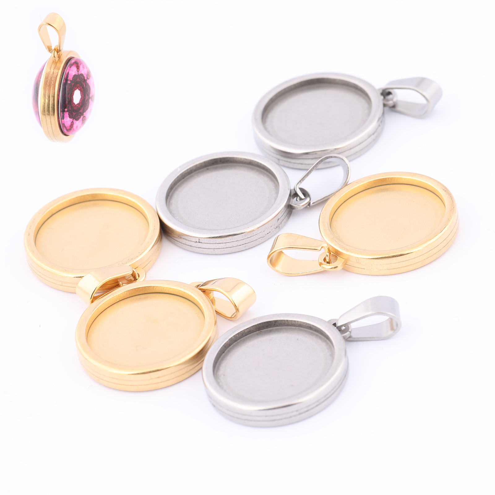 5pcs Stainless Steel Gold Plat - Bezels Set Pendant reseña y precio