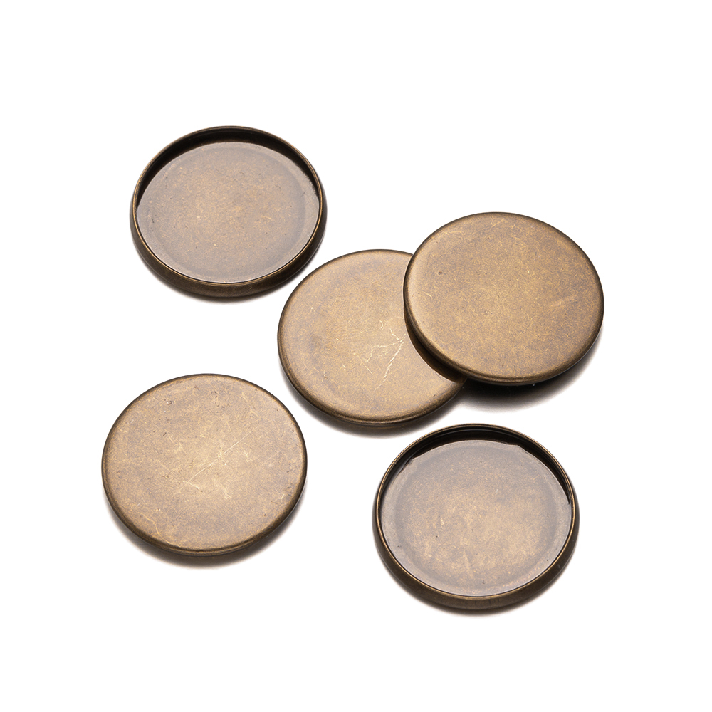 20pcs Antique Bronze Flat Roun - Bezels Set Pendant reseña y precio