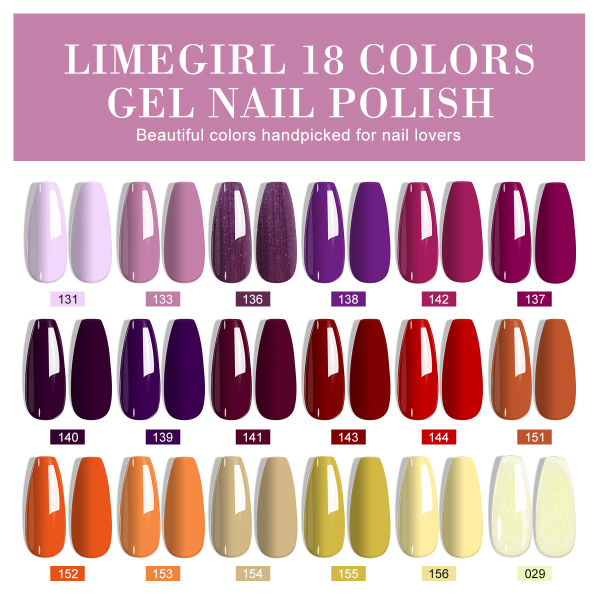 LIMEGIRL 18 PCS Gel Nail Polis - Resin Glitter Pack reseña y precio
