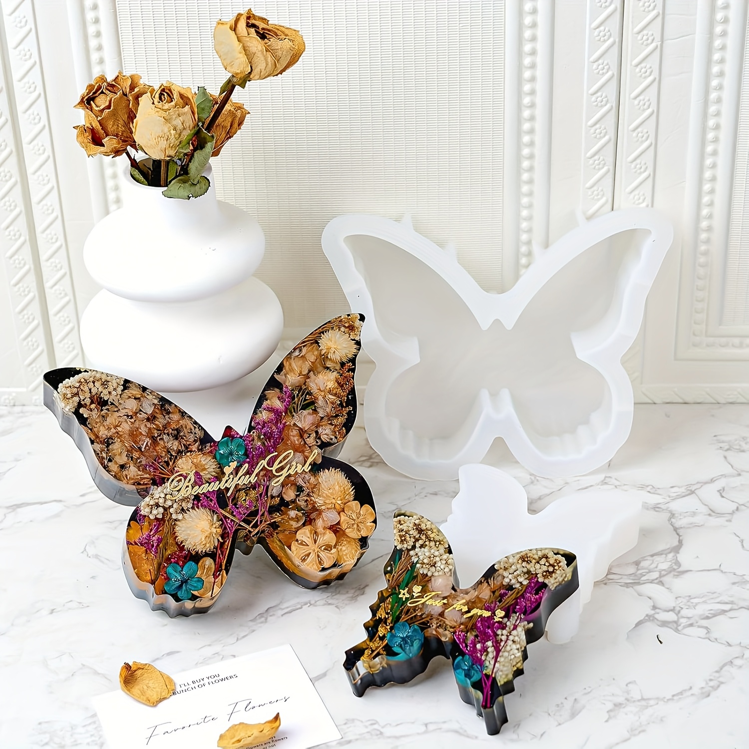 Two sizes of butterfly resin m - Flower Preservation Resin reseña y precio