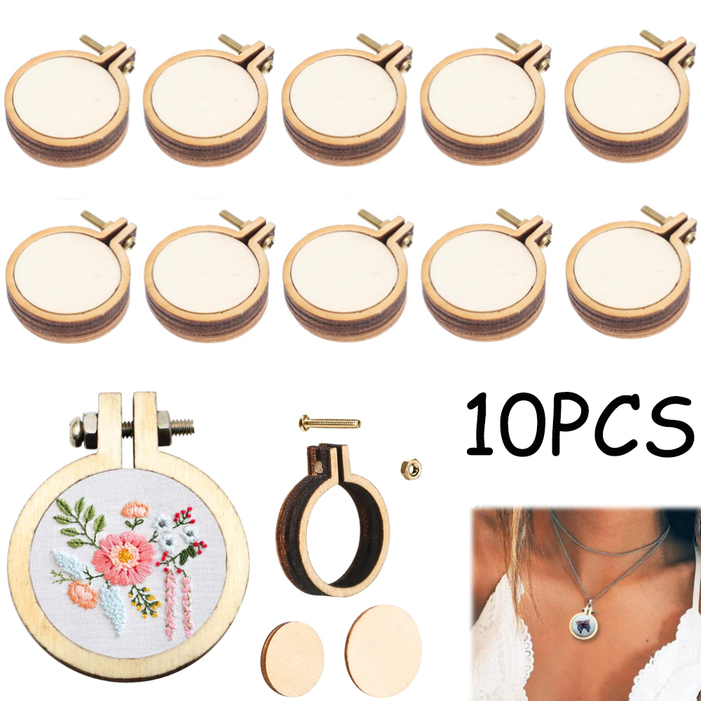 10Pcs/Set Wooden Mini Embroide - Wood Ring Blank reseña y precio