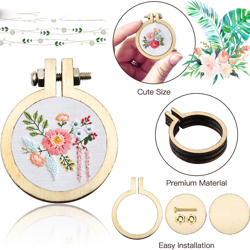 10Pcs/Set Wooden Mini Embroide - Wood Ring Blank reseña y precio