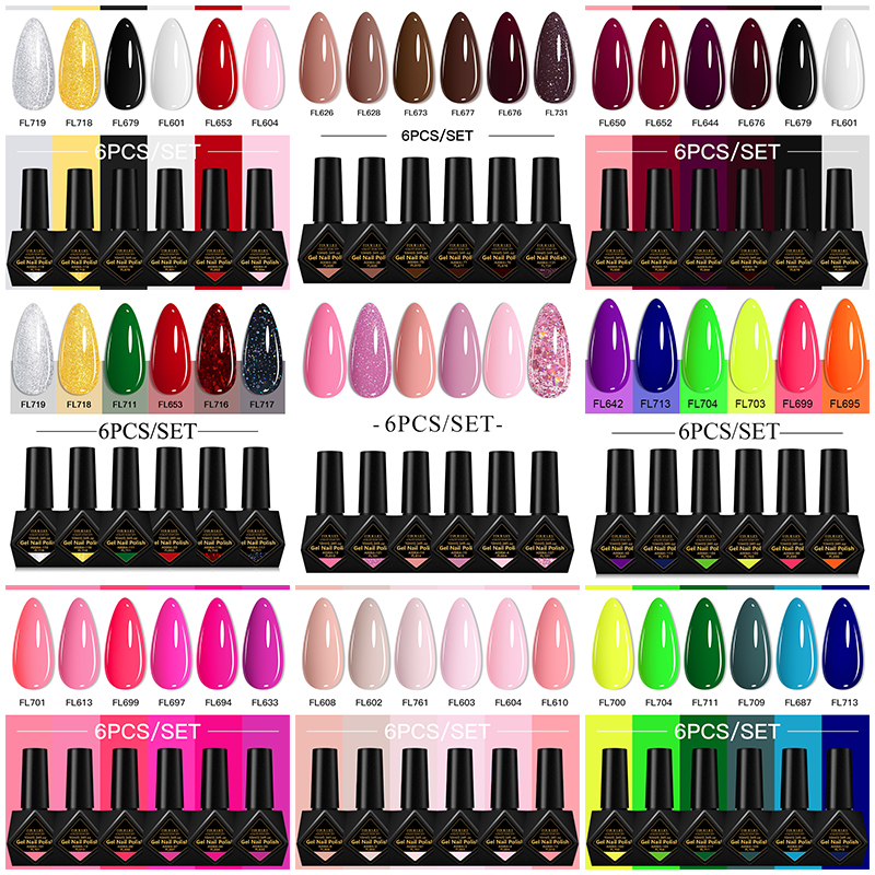 6Pcs/Set 10ML Gel Nail Polish  - Resin Glitter Pack reseña y precio