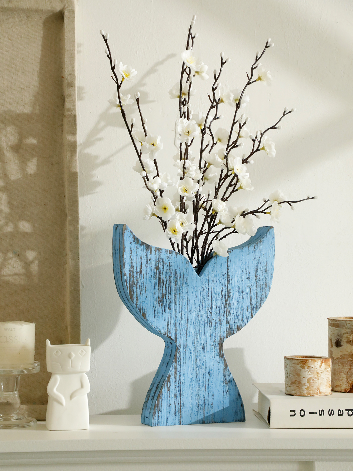 Nautical Wooden Vase Whale Tai - Dried Flower Bulk reseña y precio