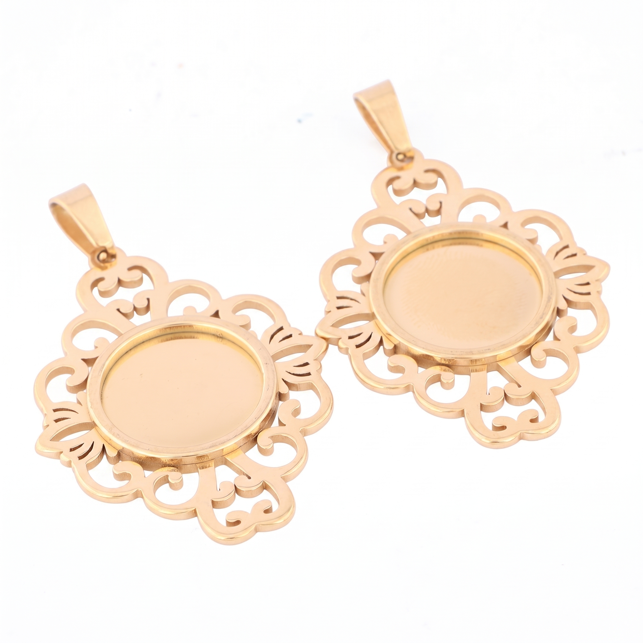 5pcs Stainless Steel Filigree  - Bezels Set Pendant reseña y precio
