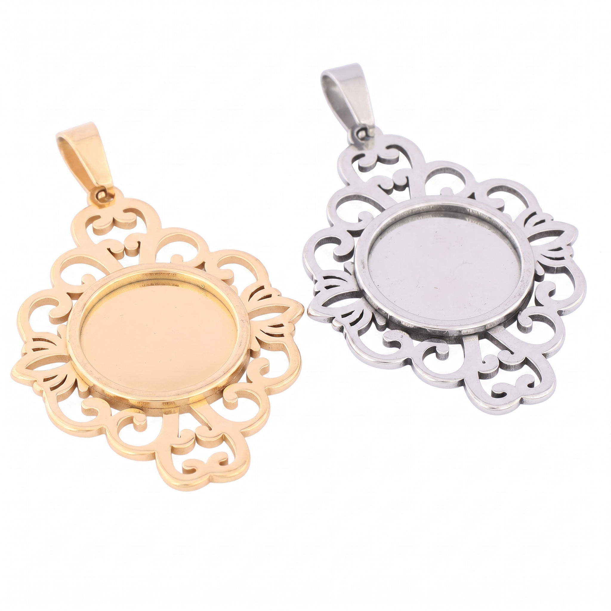 5pcs Stainless Steel Filigree  - Bezels Set Pendant reseña y precio