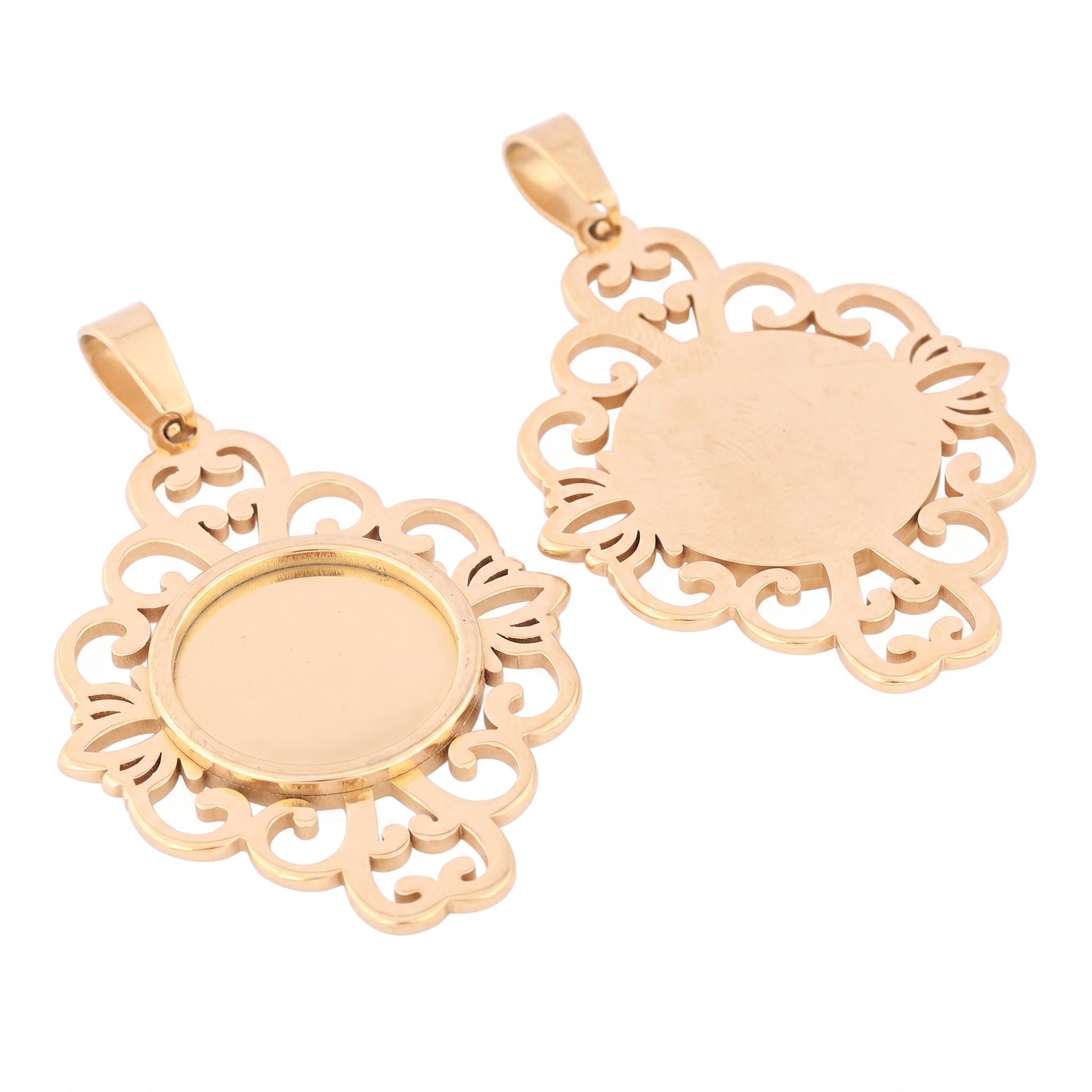 5pcs Stainless Steel Filigree  - Bezels Set Pendant reseña y precio