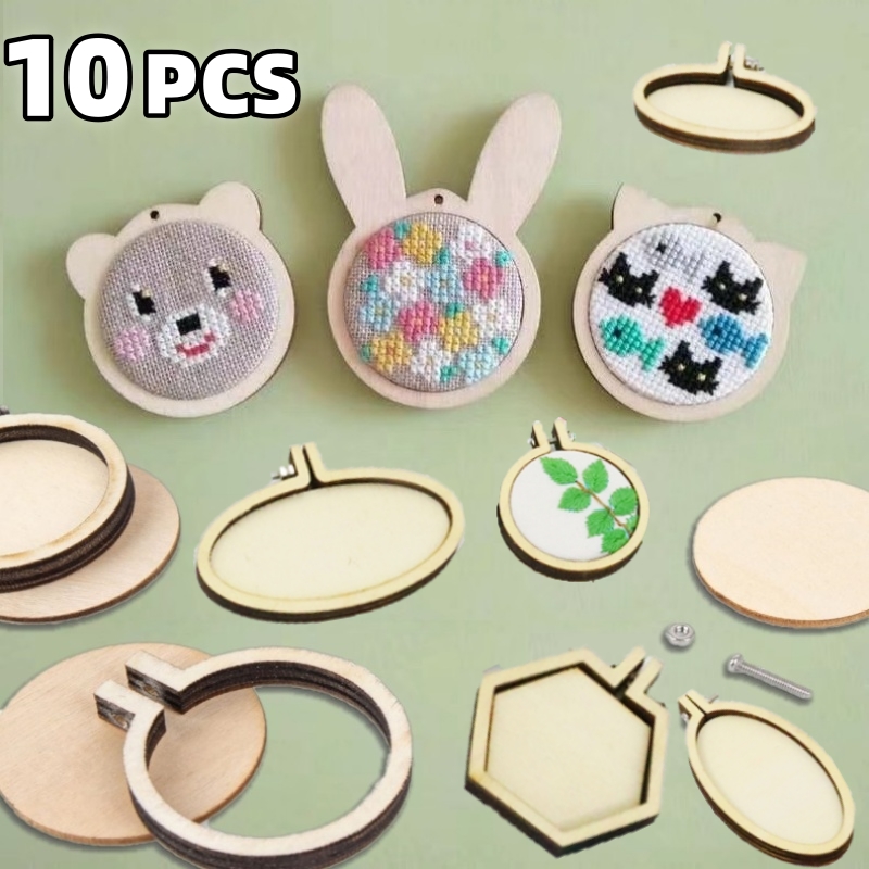 10PCS Mini Embroidery Hoop Woo - Wood Ring Blank reseña y precio