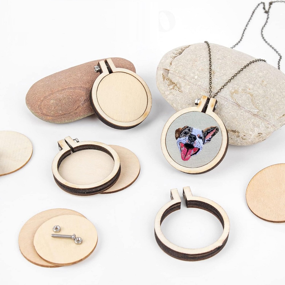 10PCS Mini Embroidery Hoop Woo - Wood Ring Blank reseña y precio