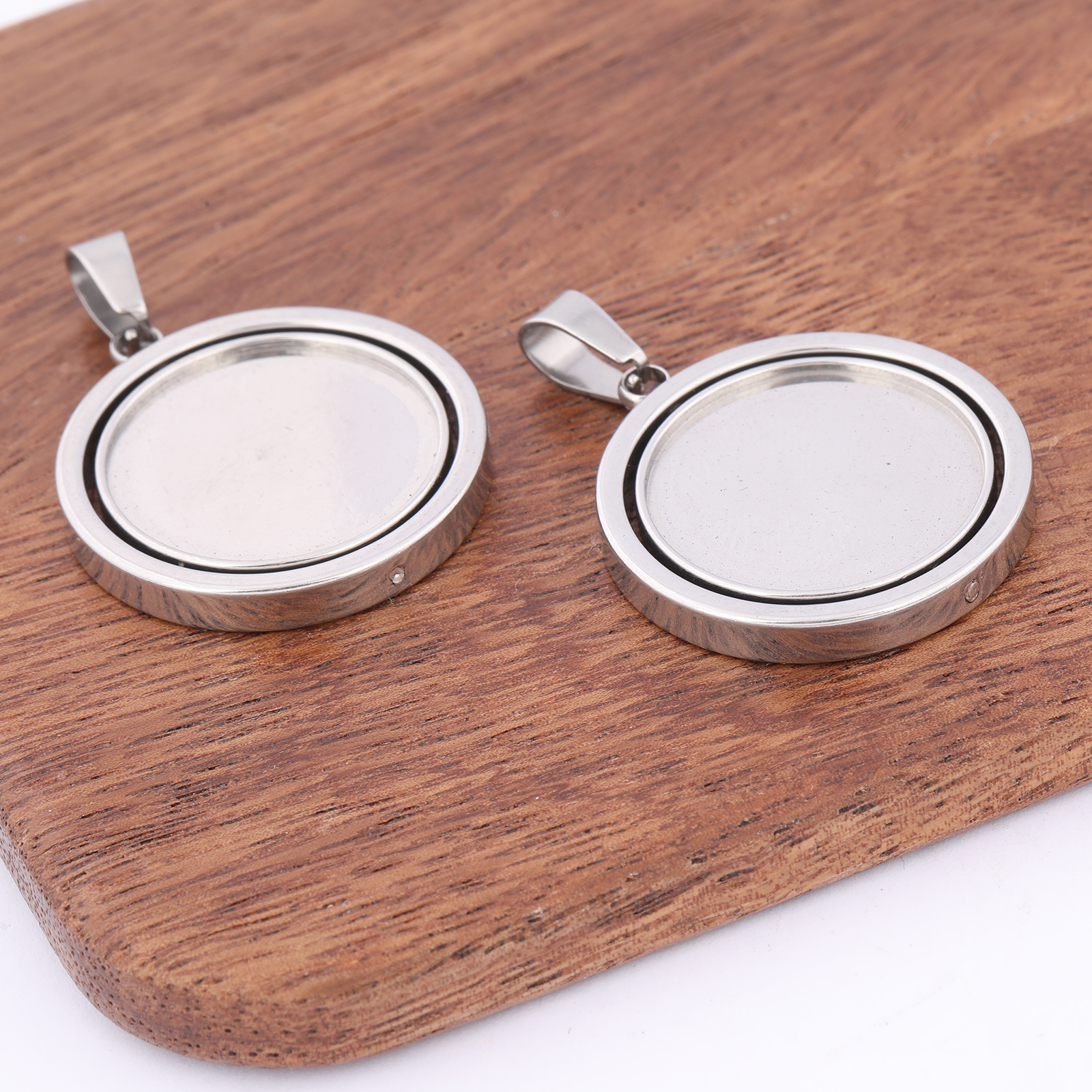 3pcs Stainless Steel  Rotatabl - Bezels Set Pendant reseña y precio