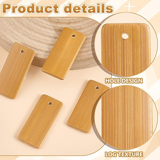 50pcs Wooden Tags Key Ring Bla - Wood Ring Blank reseña y precio