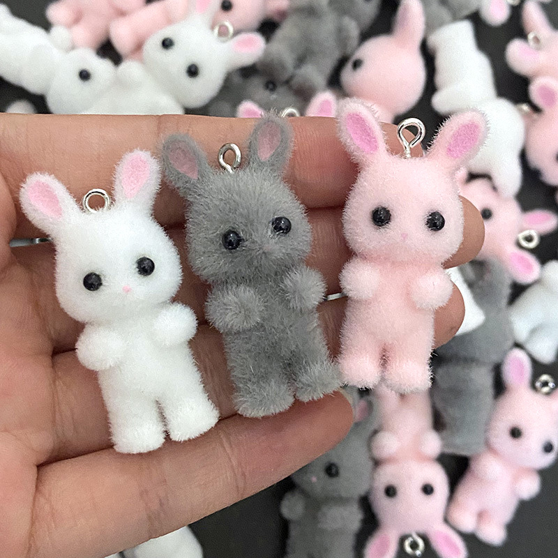 5pcs/lot Cute Flocking Rabbit  - Resin Craft Projects reseña y precio