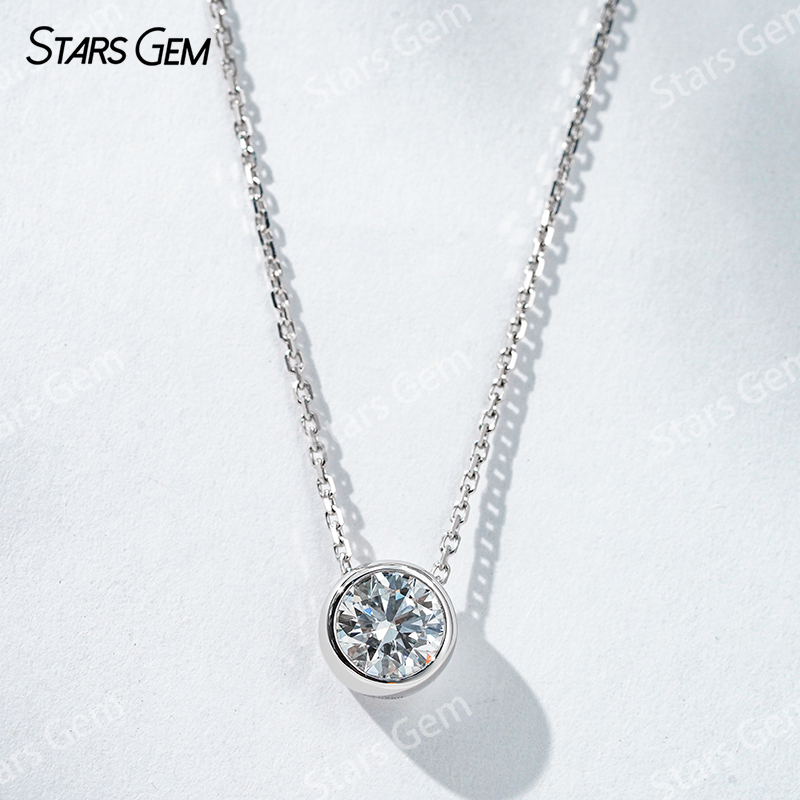 18K Gold 6.4mm 1.0ct Round Bri - Bezels Set Pendant reseña y precio