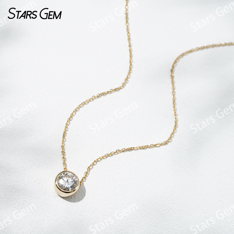 18K Gold 6.4mm 1.0ct Round Bri - Bezels Set Pendant reseña y precio