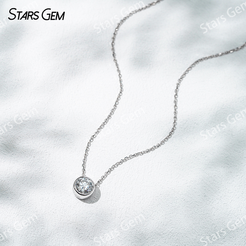 18K Gold 6.4mm 1.0ct Round Bri - Bezels Set Pendant reseña y precio