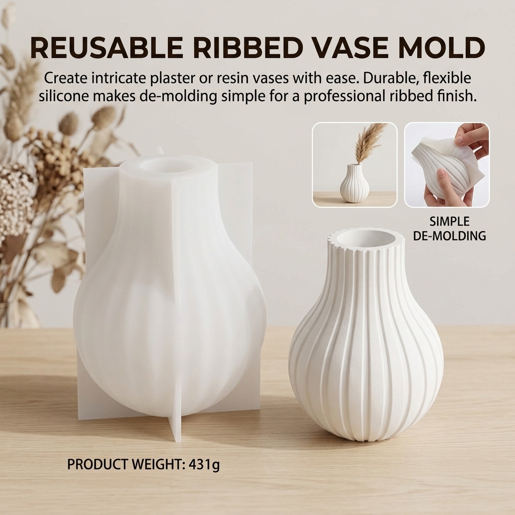 Silicone Vase Mold with Stripe - Resin Craft Ideas reseña y precio