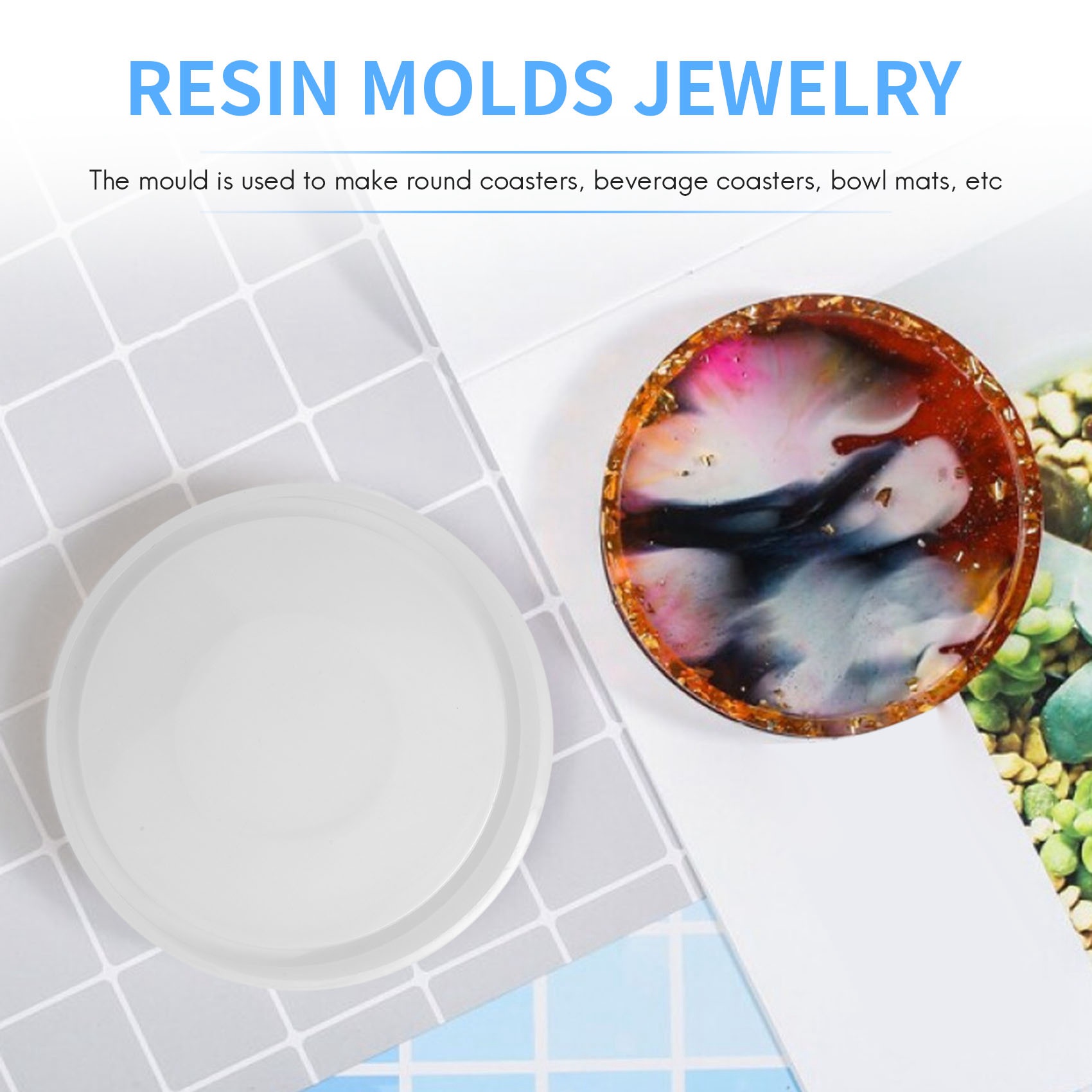 ABQR 4 Pack Big Diy Round Coas - Coaster Mold Round reseña y precio