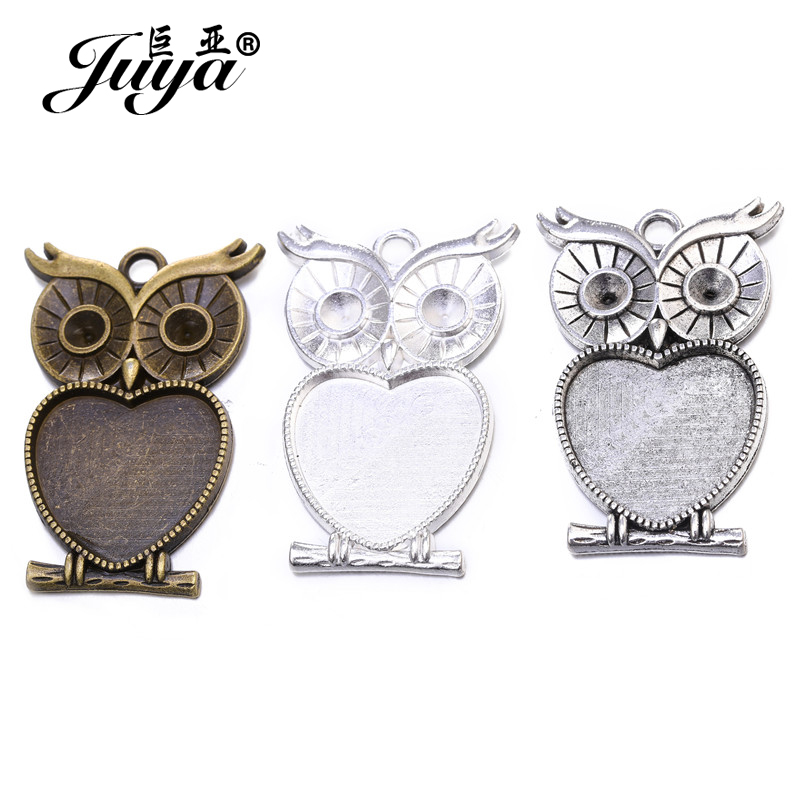 5pcs/lot 25mm Heart Shape Owl  - Bezels Set Pendant reseña y precio