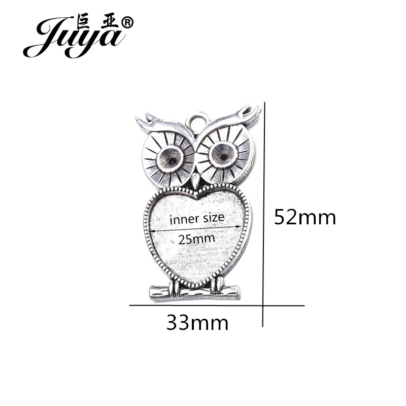 5pcs/lot 25mm Heart Shape Owl  - Bezels Set Pendant reseña y precio