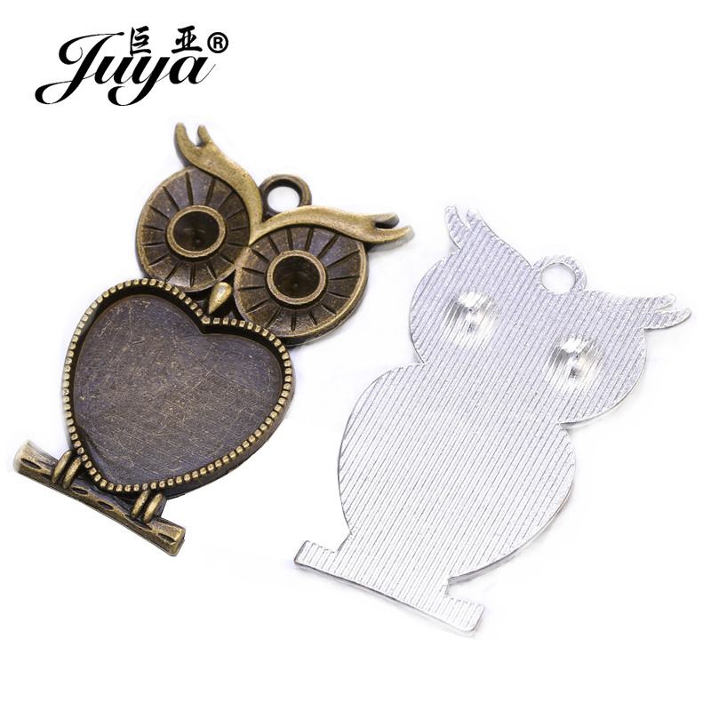 5pcs/lot 25mm Heart Shape Owl  - Bezels Set Pendant reseña y precio