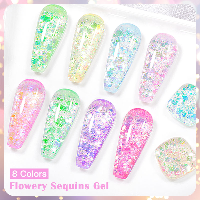 4/8pcs Flowery Sequins Gel Nai - Resin Glitter Pack reseña y precio