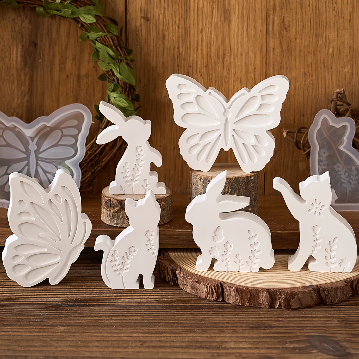 6pcs - 3D Rabbit and Kitten Si - Resin Craft Ideas reseña y precio
