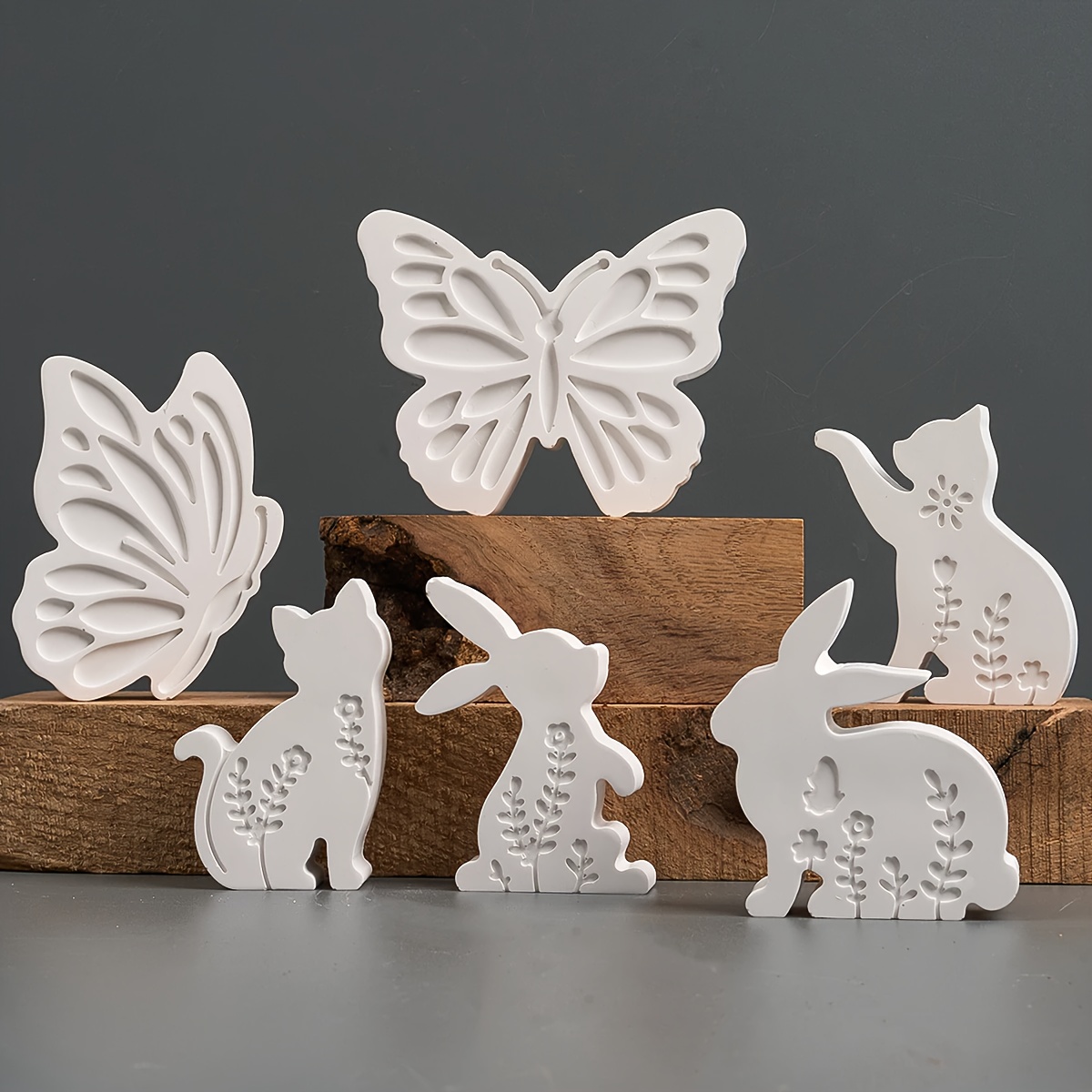 6pcs - 3D Rabbit and Kitten Si - Resin Craft Ideas reseña y precio