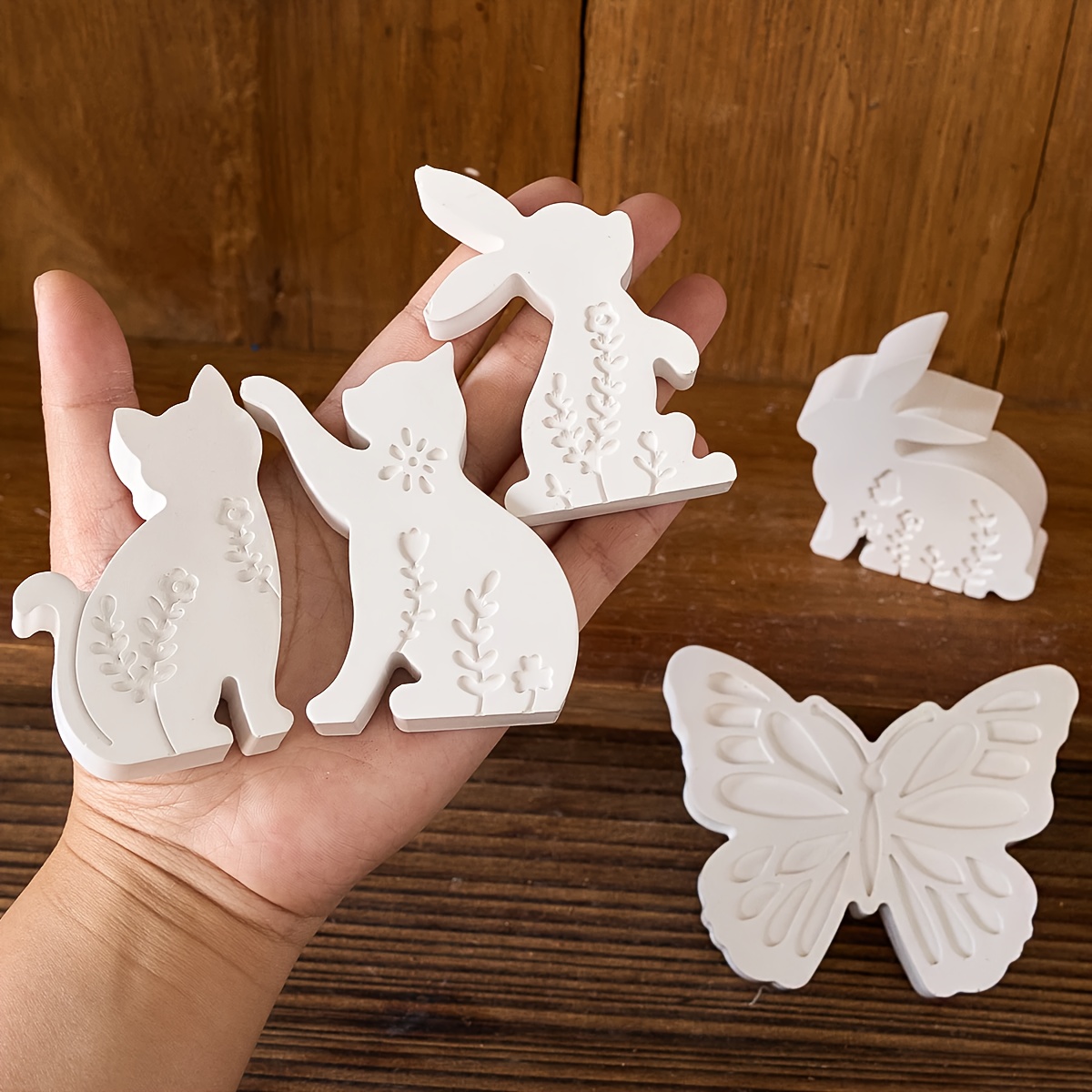 6pcs - 3D Rabbit and Kitten Si - Resin Craft Ideas reseña y precio