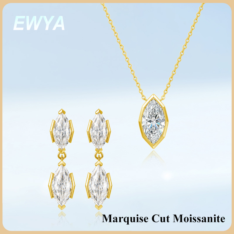 EWYA 3CT Marquise Cut Moissani - Bezels Set Pendant reseña y precio