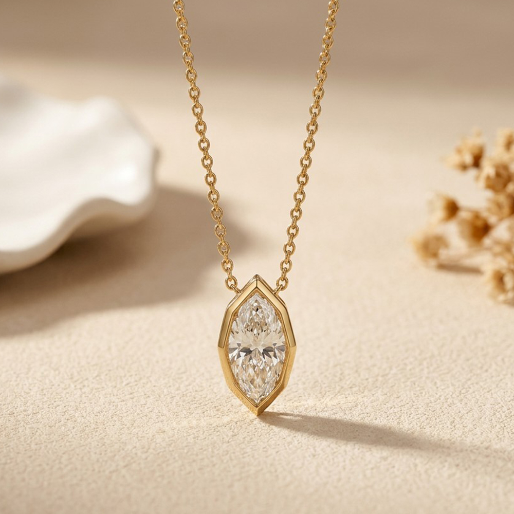 EWYA 3CT Marquise Cut Moissani - Bezels Set Pendant reseña y precio
