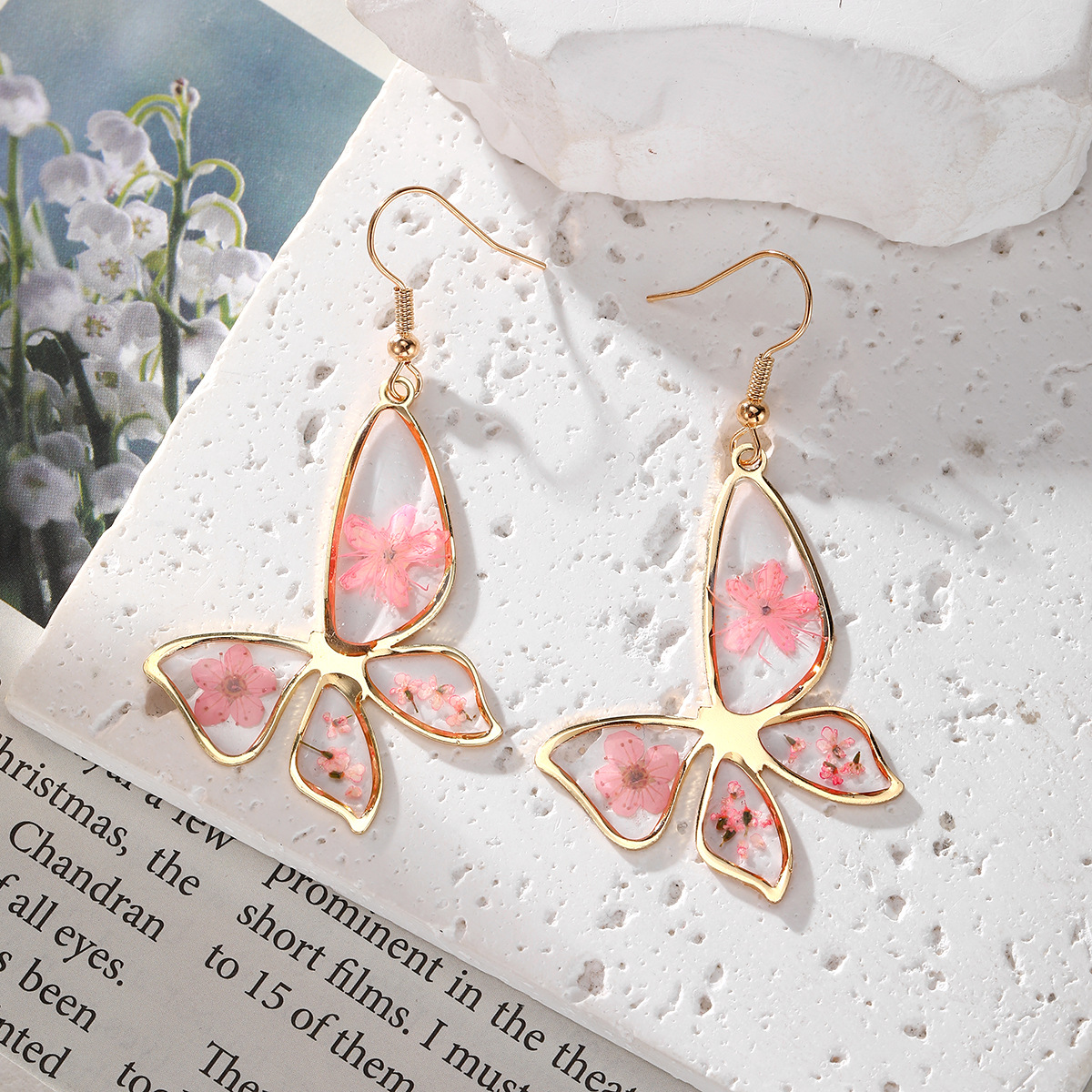 New Dried Flower Dangle Earrin - Dried Flower Bulk reseña y precio