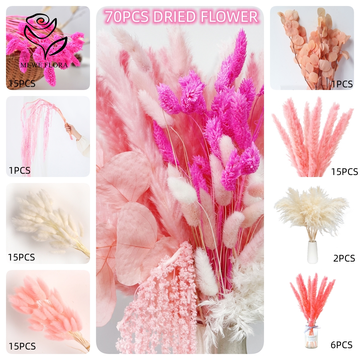 Natural Pampas Pink Dried Flow - Dried Flower Bulk reseña y precio