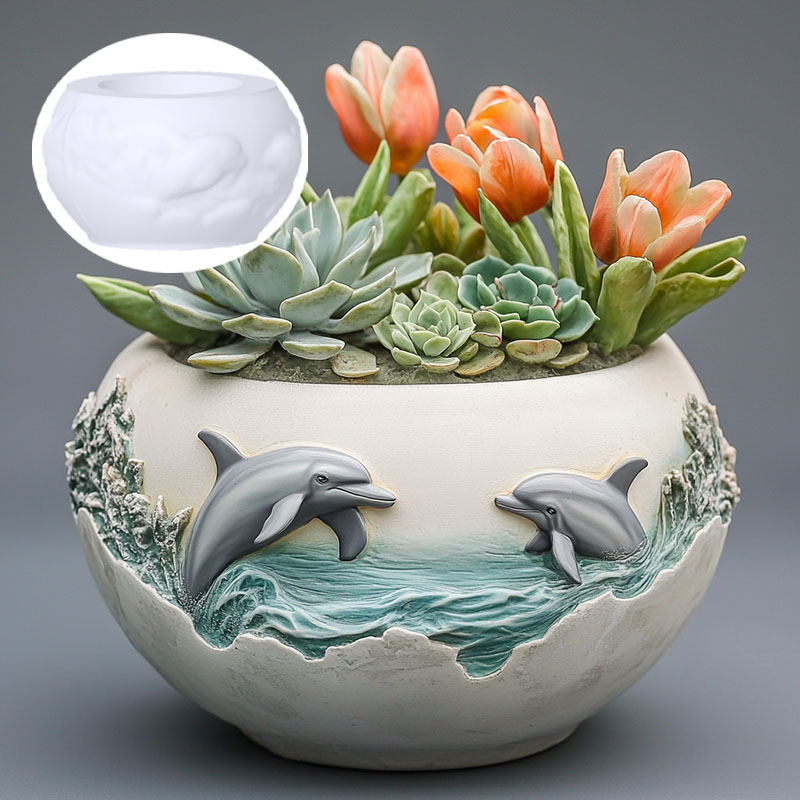 Couple dolphin relief succulen - Resin Ocean Wave Mold reseña y precio