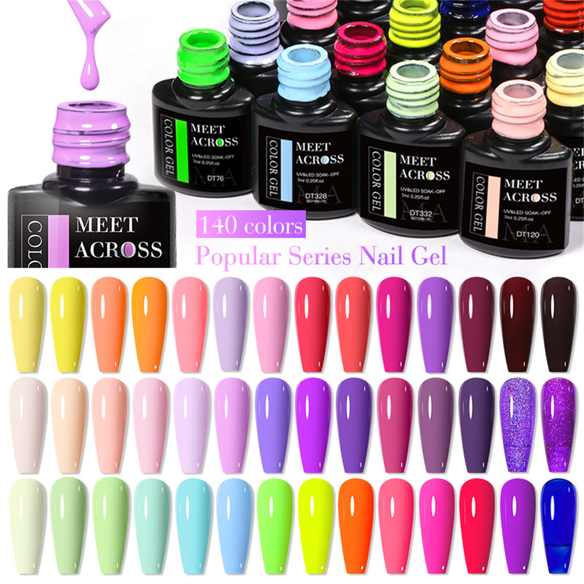 8pcs Gel Nail Polish Set HEMA  - Resin Glitter Pack reseña y precio
