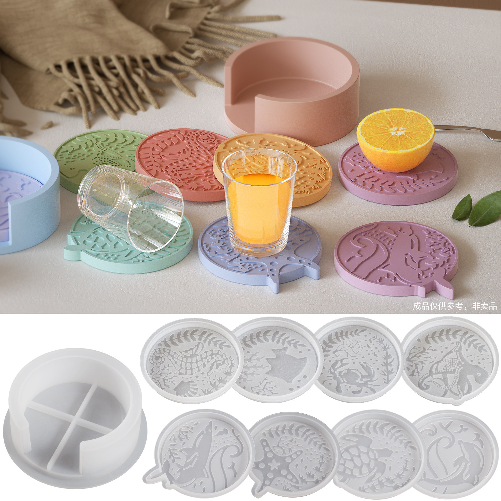 Plaster Coaster Storage Base M - Resin Ocean Wave Mold reseña y precio