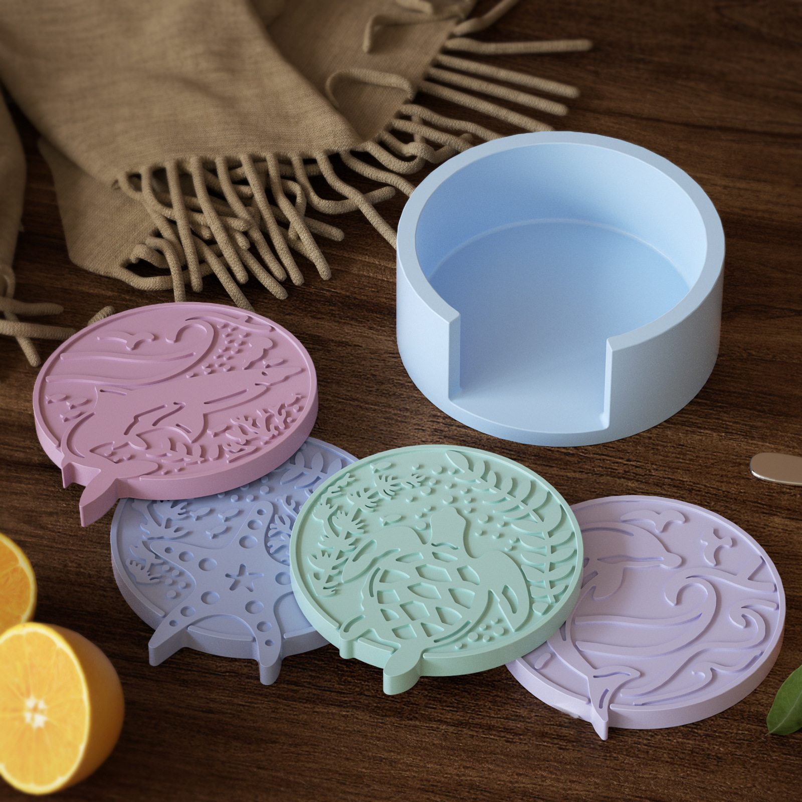 Plaster Coaster Storage Base M - Resin Ocean Wave Mold reseña y precio