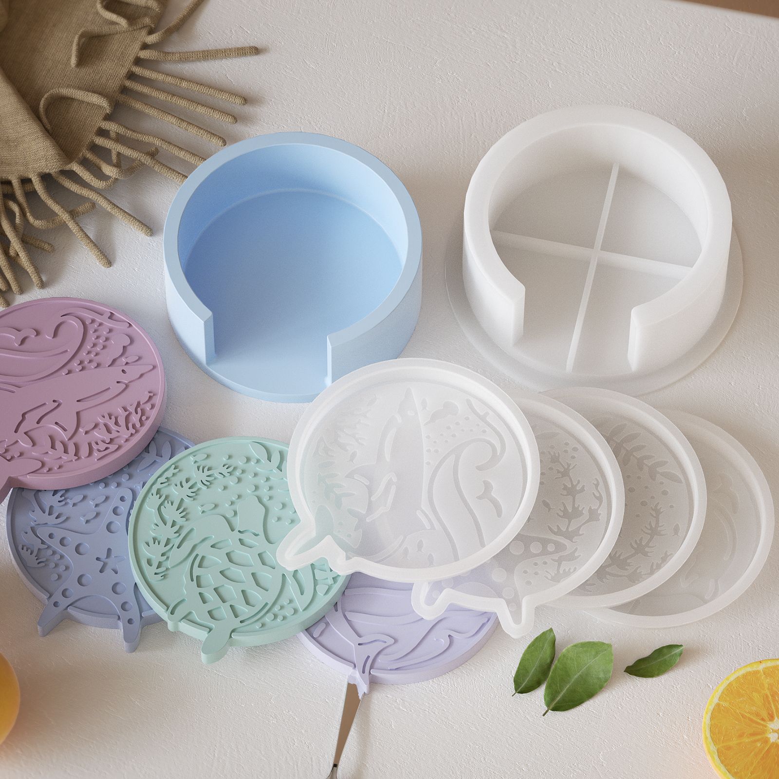 Plaster Coaster Storage Base M - Resin Ocean Wave Mold reseña y precio