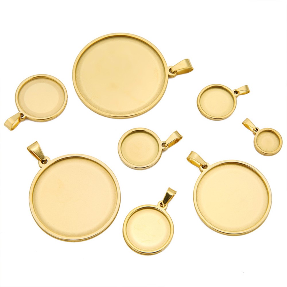 5Pcs/Lot Stainless Steel Round - Bezels Set Pendant reseña y precio