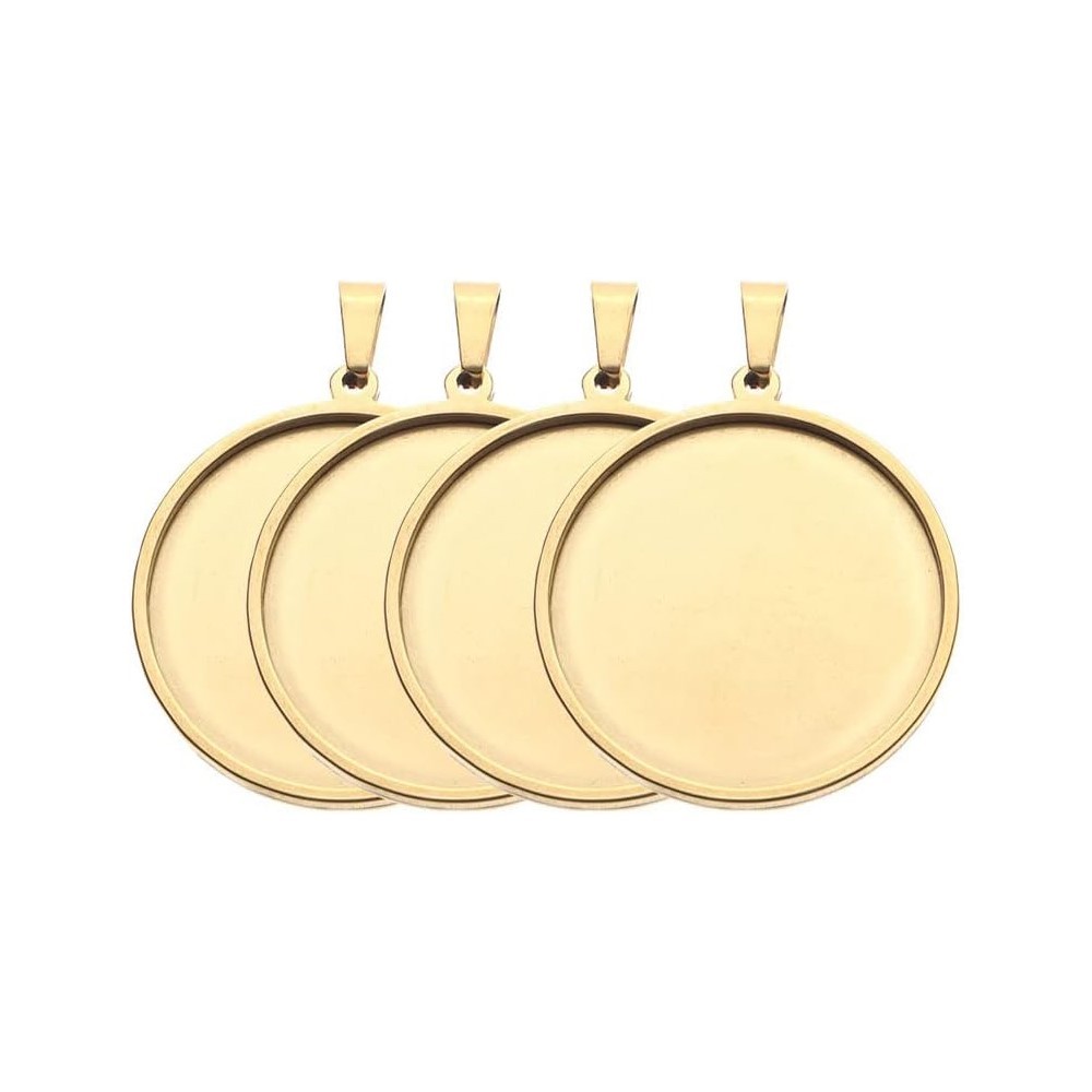5Pcs/Lot Stainless Steel Round - Bezels Set Pendant reseña y precio