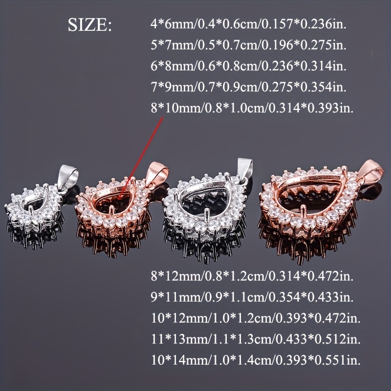 1pc Rose Golden Silvery Tear D - Bezels Set Pendant reseña y precio