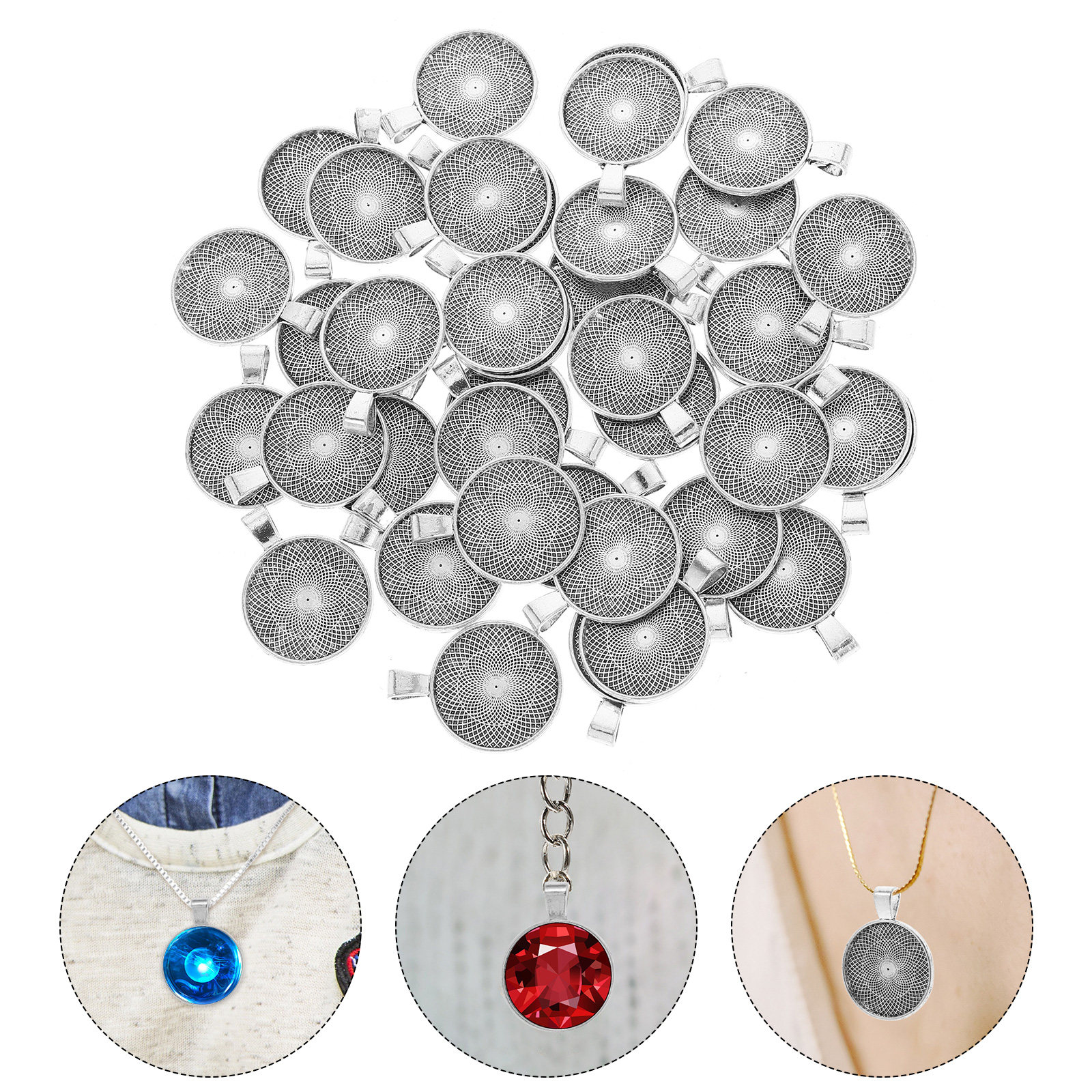 40Pcs Round Pendant Trays Flat - Resin Crafts Diy reseña y precio