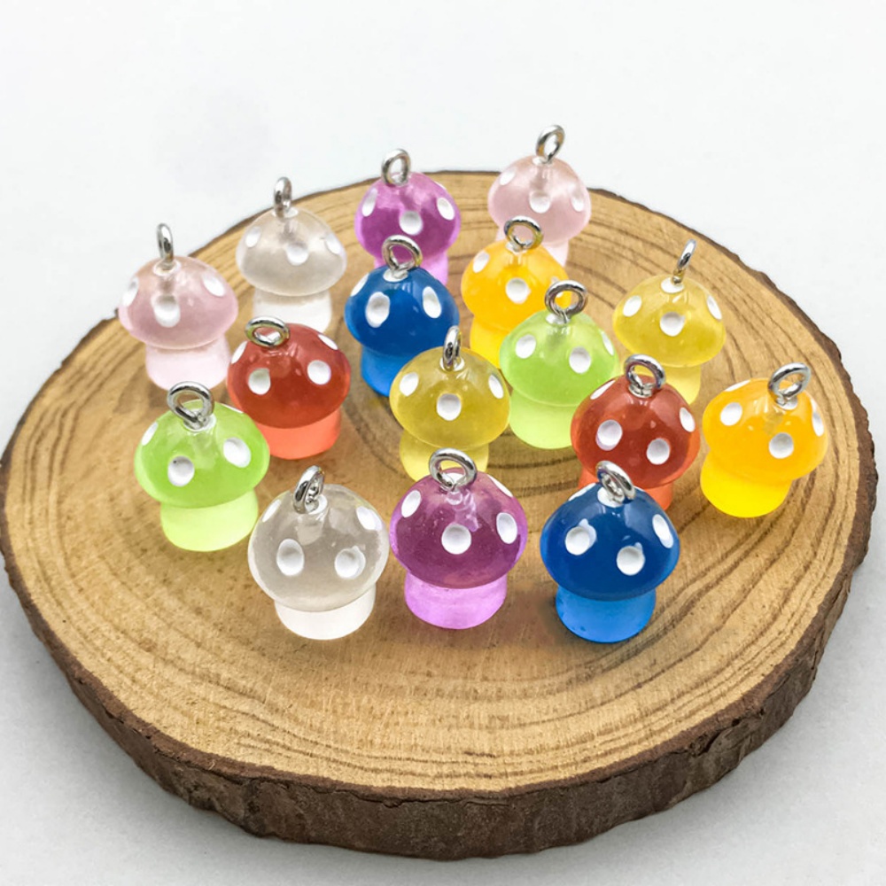 16pcs Luminous Mushroom Charms - Resin Craft Projects reseña y precio